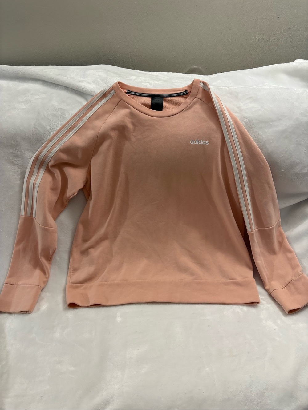 adidas Peach Crew Sweatshirt with White Stripes